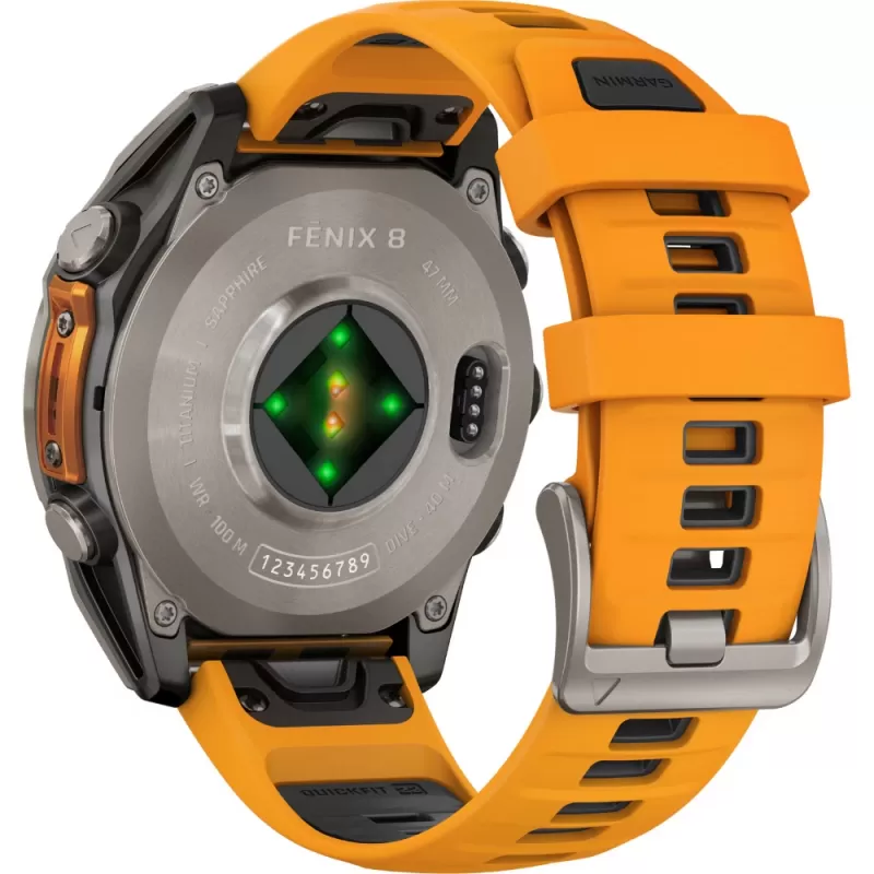 Reloj GPS Garmin Fēnix 8 47mm AMOLED Sapphire - Titanium/Spark Orange Graphite (010-02904-10)