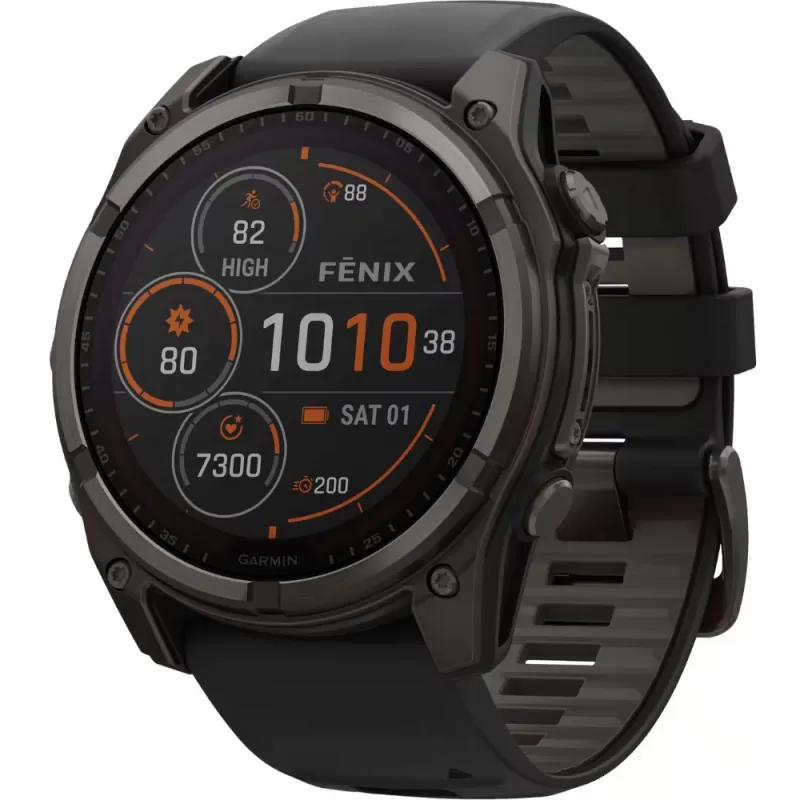 Reloj GPS Garmin Fēnix 8 51mm Solar Sapphire - Carbon Gray DLC Titanium/Black Pebble Gray (010-02907-10)