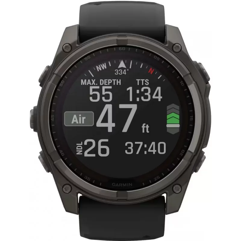 Reloj GPS Garmin Fēnix 8 51mm Solar Sapphire - Carbon Gray DLC Titanium/Black Pebble Gray (010-02907-10)