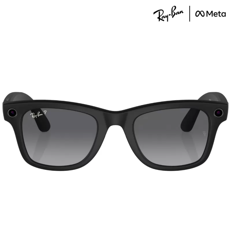 Lente de Sol Smart Ray-Ban Meta Wayfarer RW4008 - Matte Black/Polar Gradient Graphite