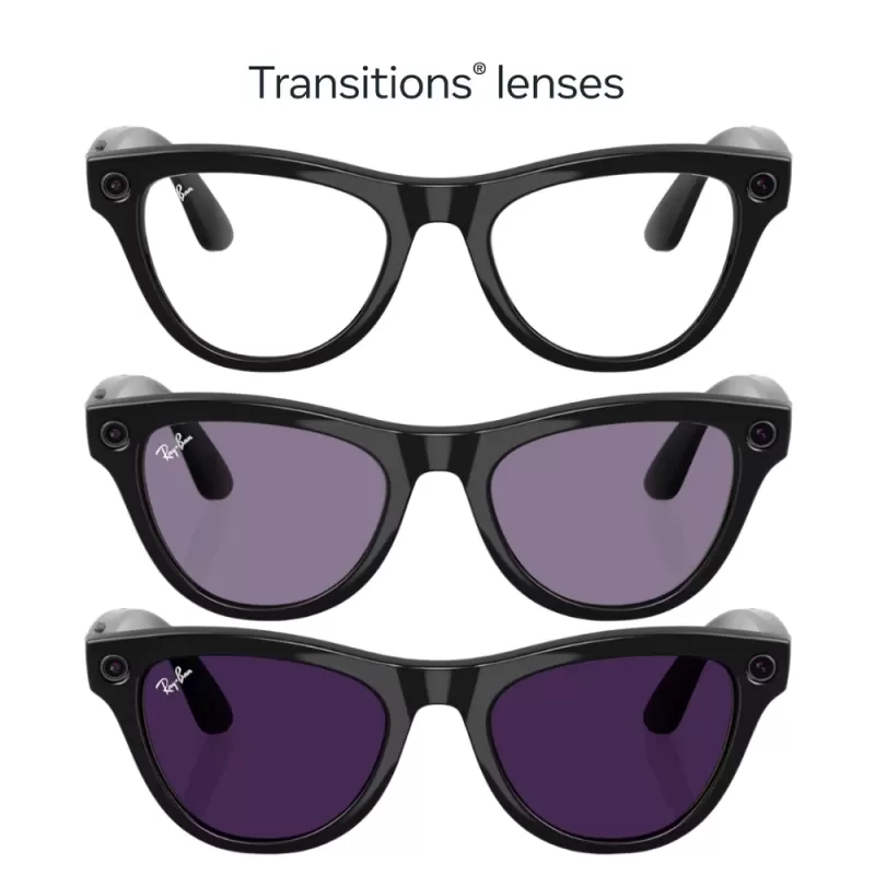 Lentes de Sol Ray-Ban Meta Skyler (Gen 2) RW4014 - Shiny Black/Transitions Amethyst