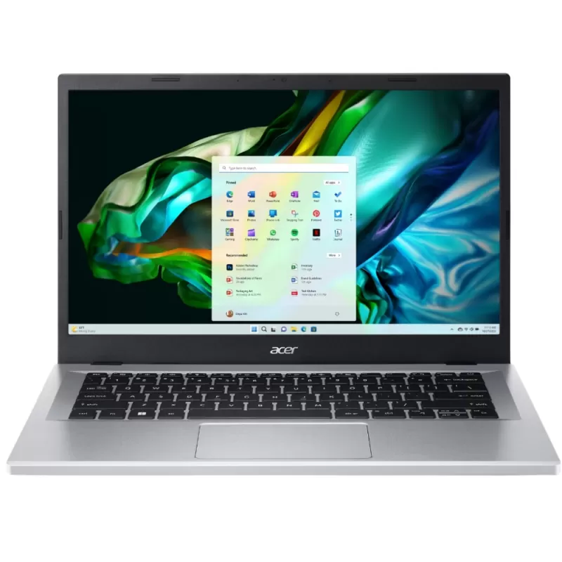 Notebook Acer Aspire 3 A314-36P-3772 14" Intel Core i3-N305 8/128GB W11H - Pure Silver