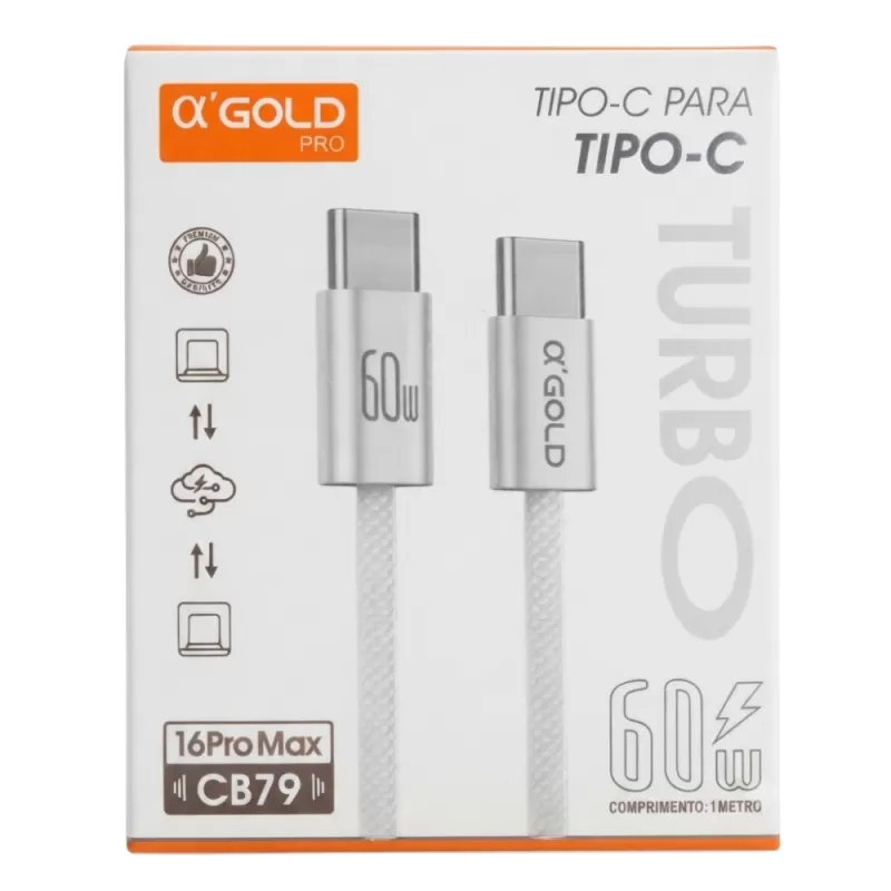 Cable USB-C A'Gold Pro CB79 60W (1m) - White