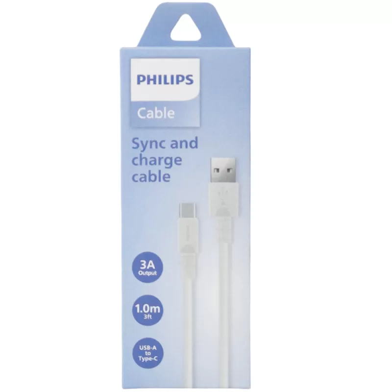Cable Philips DLC3001AW/70 USB-A | USB-C - White (1 metro)