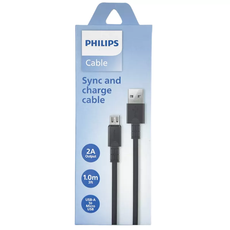 Cable Philips DLC3001UB/70 USB-A | microUSB - Black (1 metro)