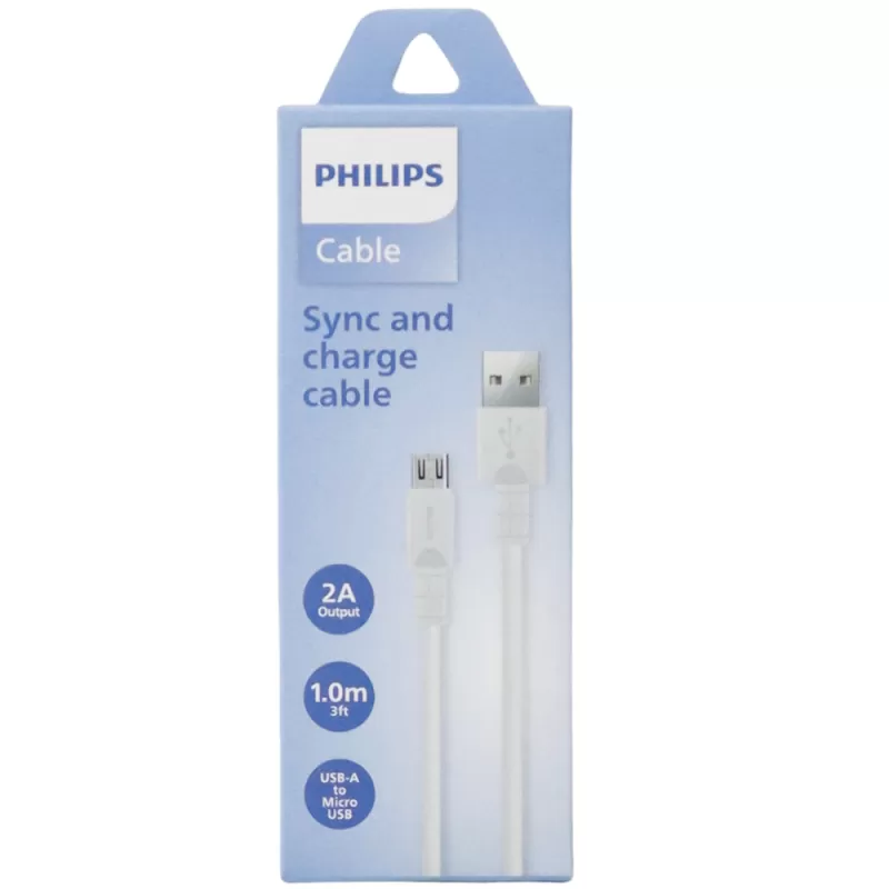 Cable Philips DLC3001UW/70 USB-A | microUSB - White (1 metro)