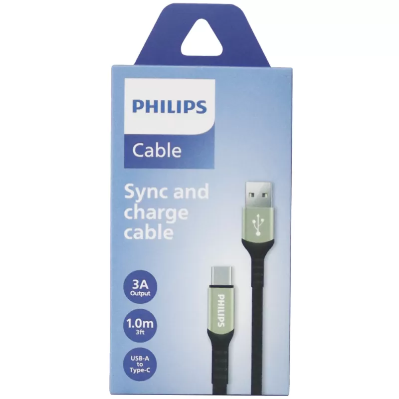 Cable Philips DLC5001AB/70 USB-A | USB-C - Black (1 metro)