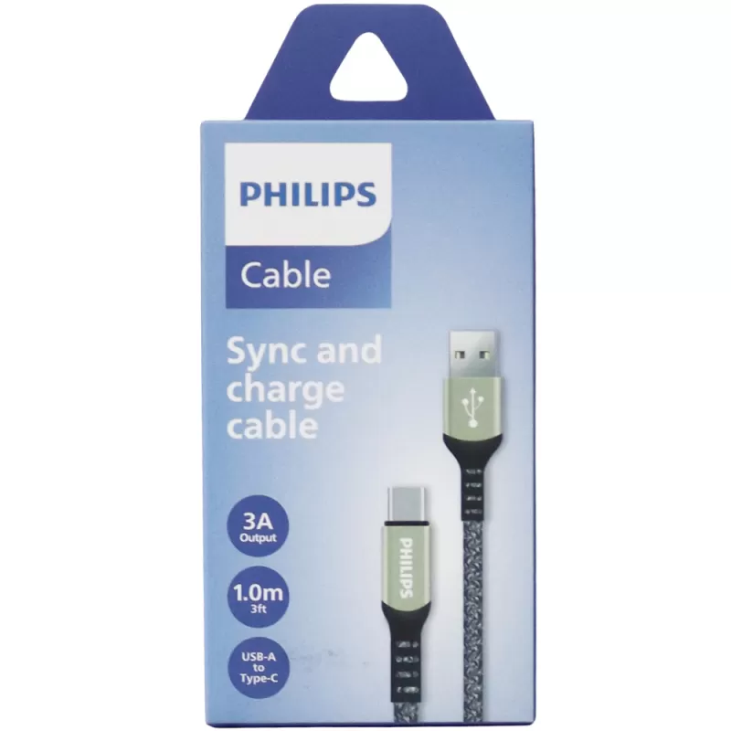Cable Philips DLC5001AG/70 USB-A | USB-C - Gray (1 metro)
