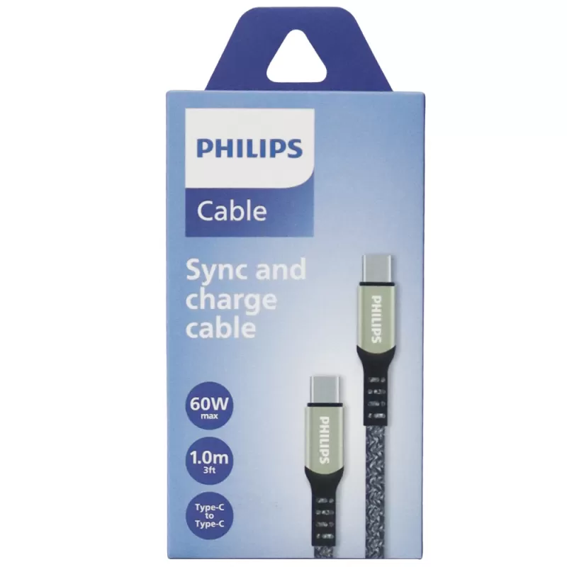Cable Philips DLC5001CG/70 USB-C | USB-C - Gray (1...