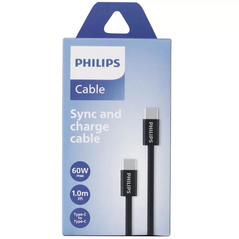 Cable Philips DLC5051CB/70 USB-C | USB-C - Black (1 metro)