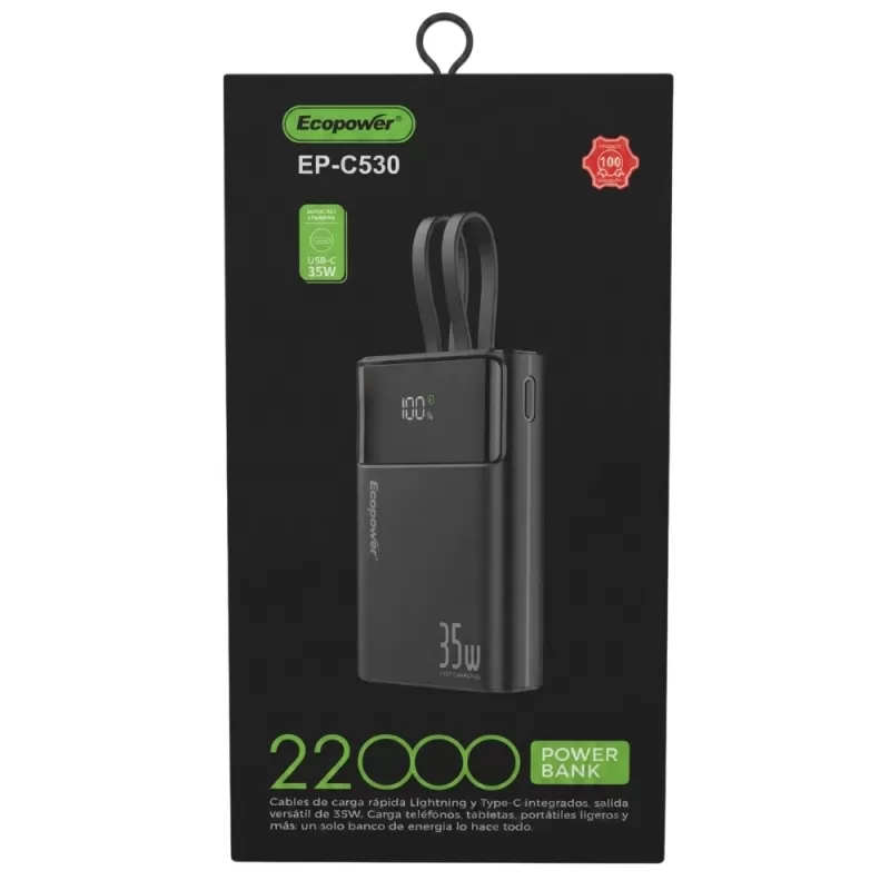 Cargador Portátil Ecopower EP-C530 22.000mAh 35W - Black