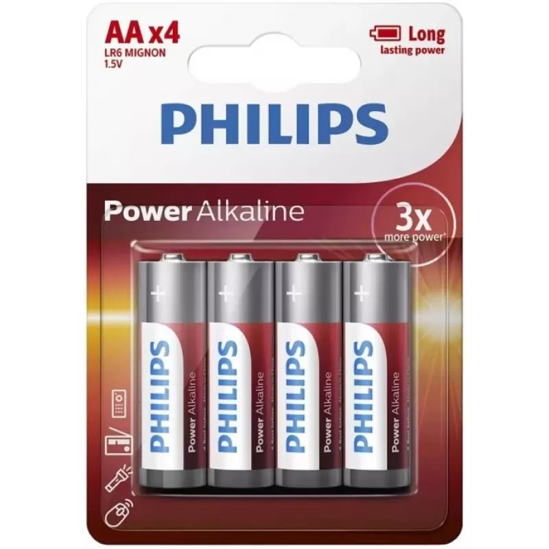 Pila Philips AAA Power Alkaline LR6P4B/97 (4 Unidades)