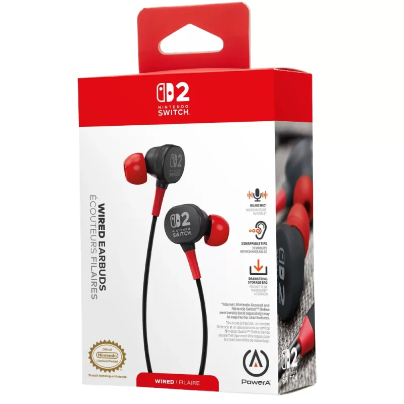 Auricular PowerA para Nintendo Switch 2 - Black/Red (NSHS0531-01)