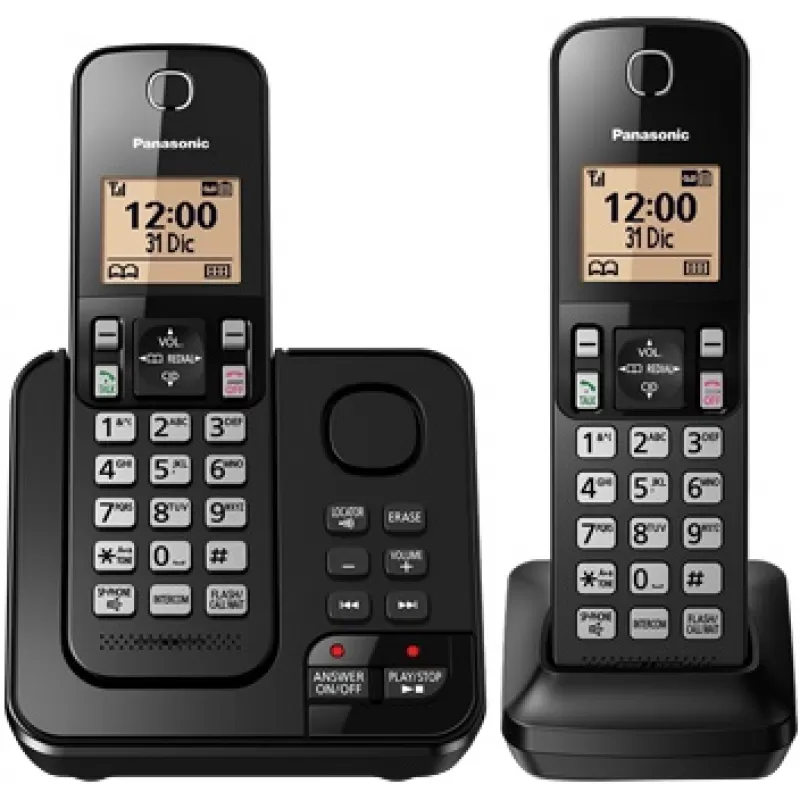 Teléfono Inalámbrico Panasonic KX-TGC362LAB 2 Base Bivolt -  Black