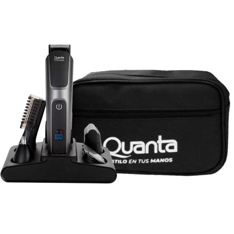 Afeitadora Eléctrica Quanta QTAPK20 12 en 1 - Black/Silver + Neceser