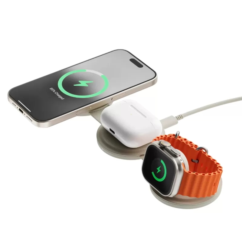 Cargador Wireless Satechi ST-QTG31W Onthego 3-En-1 - Sand