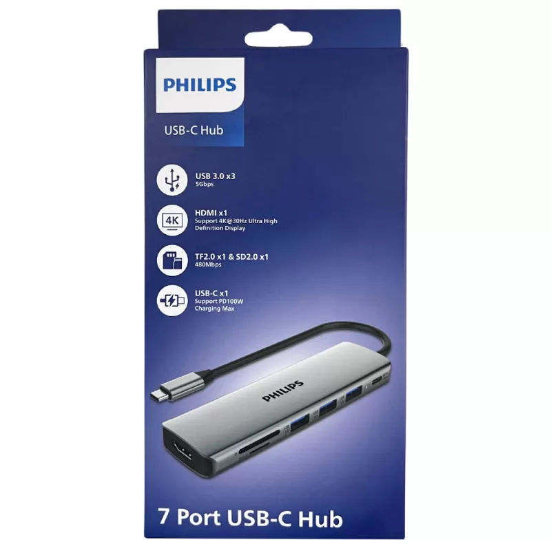 Hub USB-C Philips SWR1707/70 7 Puertos - Silver