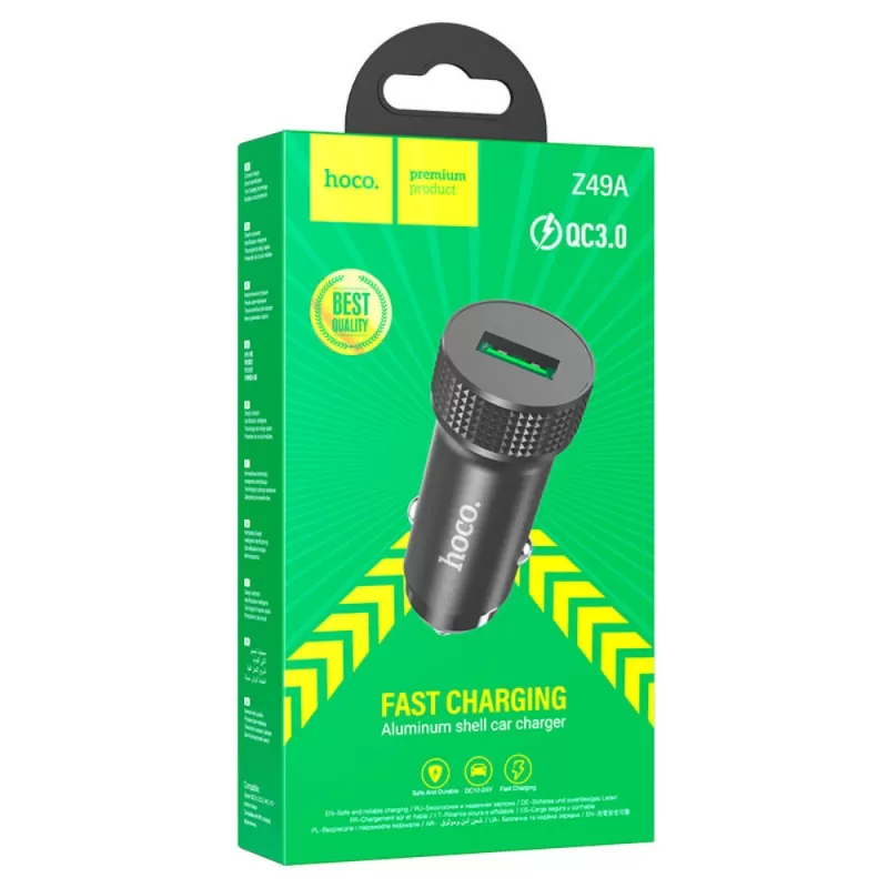 Cargador Vehicular Hoco Z49A 18W QC3.0 USB-A - Black