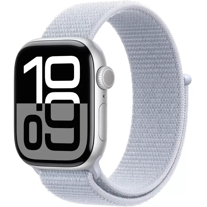 Apple Watch Series 10 MWWD3LW/A 42mm GPS - Aluminum Silver/Blue Cloud Sport Loop