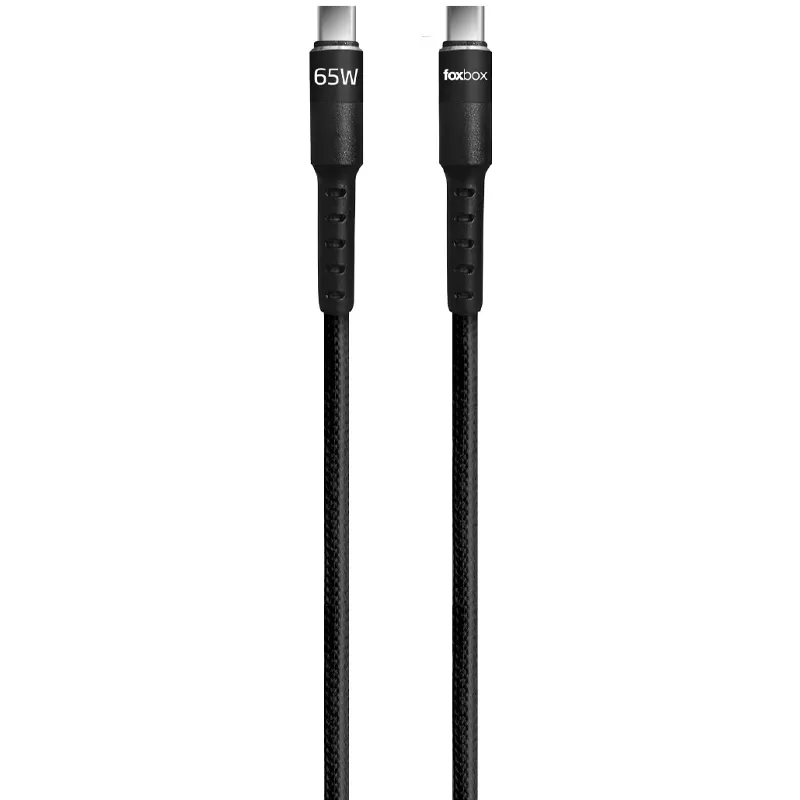 Cable Foxbox USB-C | USB-C Energy Round Pro 65W - Black ( 1.25m)