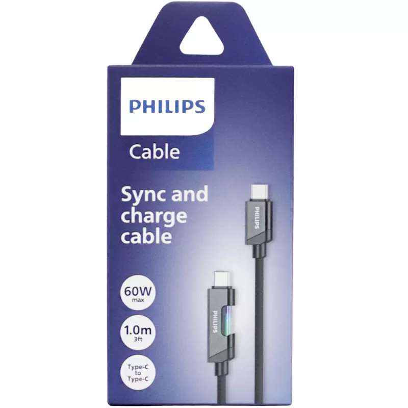Cable Philips DLC5021CB/70 USB-C | USB-C - Black (1 metro)