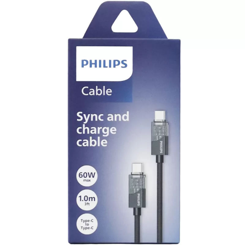 Cable Philips DLC5031CB/70 USB-C | USB-C - Black (1 metro)