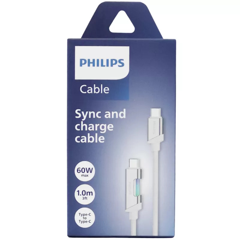 Cable Philips DLC5021CW/70 USB-C | USB-C - White (1 metro)