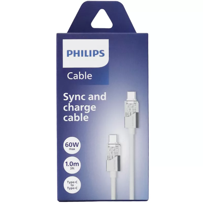 Cable Philips DLC5031CW/70 USB-C | USB-C - White (1 metro)