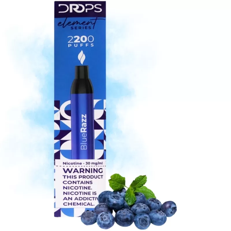 Vaper Descartable Drops Element Series 30mg Nicotina 2200 Puffs - Blue Razz