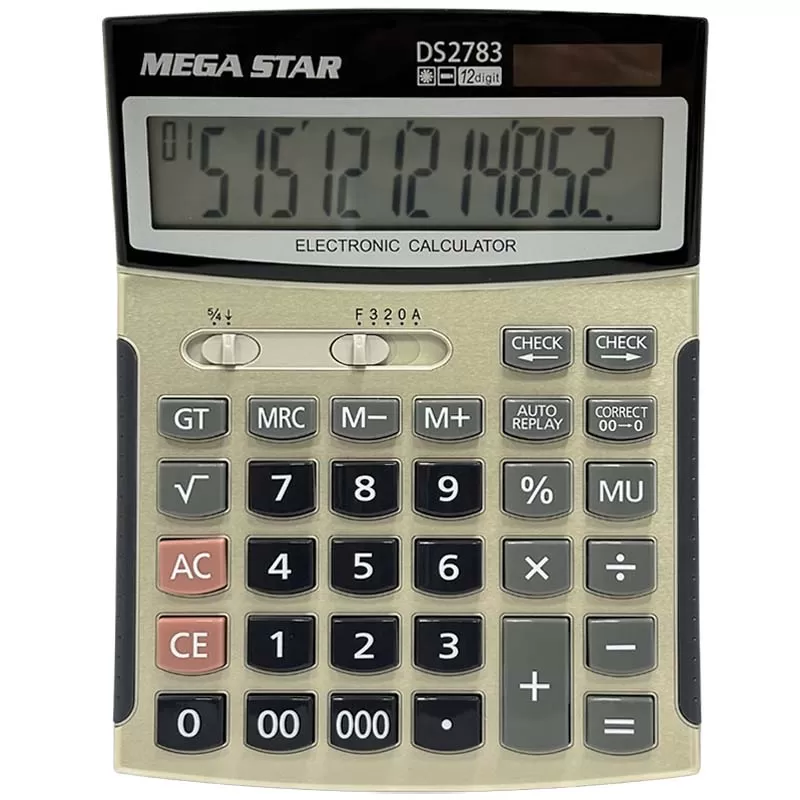 Calculadora MegaStar DS2783 12 Dígitos - Black/Gold