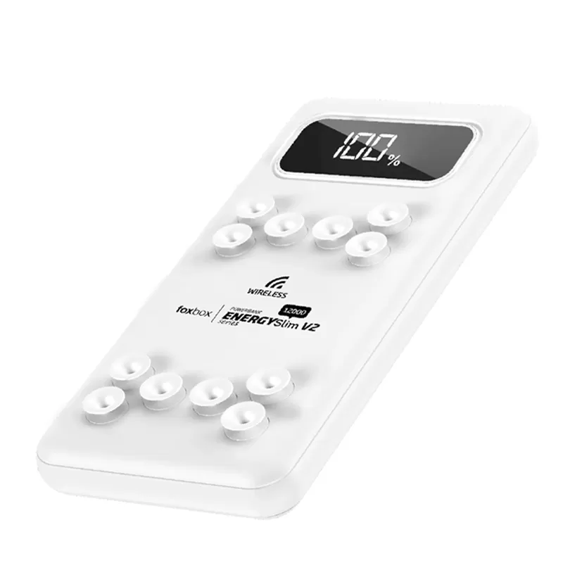 Cargador Portátil Wireless Foxbox Engery Slim V2 12.000mAh - White