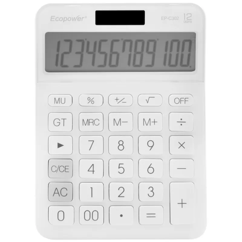 Calculadora Ecopower EP-C302 12 Dígitos - White Calculadora Ecopower EP-C302 12 Dígitos - White