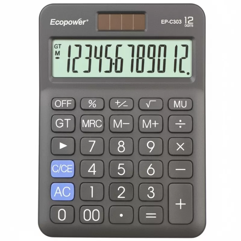 Calculadora Ecopower EP-C303 12 Dígitos - Black Calculadora Ecopower EP-C303 12 Dígitos - Black