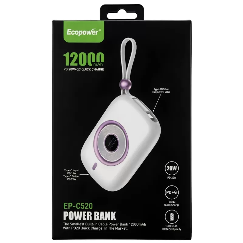 Cargador Portátil Ecopower EP-C520 12.000mAh 20W - White