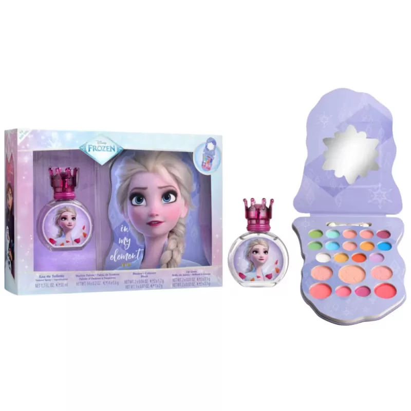 Kit Perfume Infantil Disney Frozen EDT 50mL + Shadow Palette + Blush + Lip Gloss - Femenino