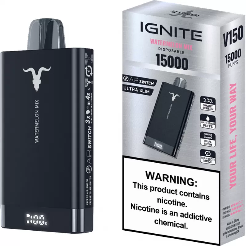 Vaper Descartable Ignite V150 5% Nicotina 15000 Puffs - Watermelon Mix