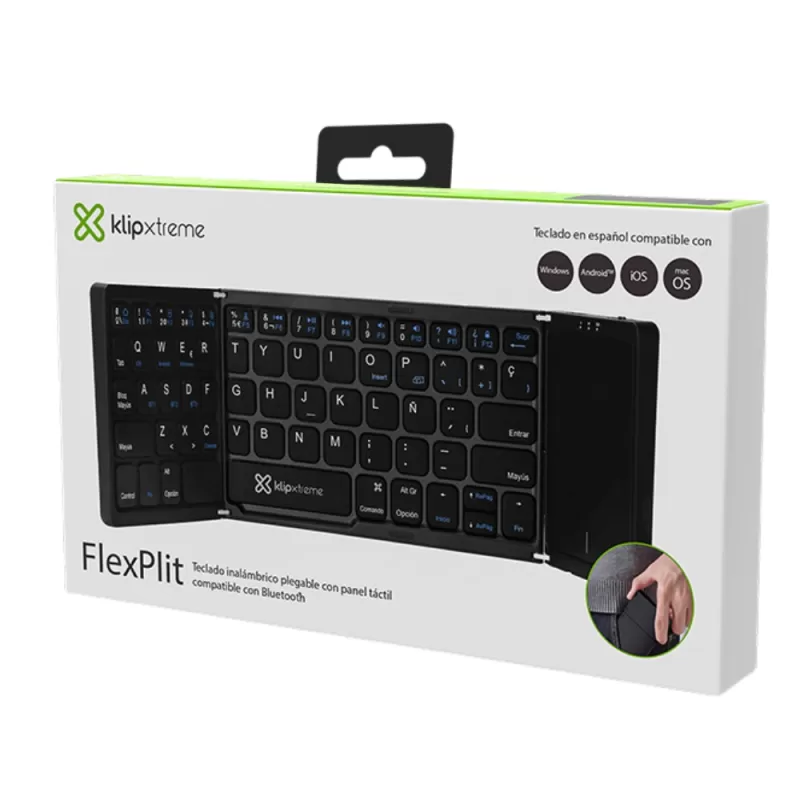 Teclado Wireless Klip Xtreme FlexPlit KCK-650S-BK con TouchPad - Black (Español)