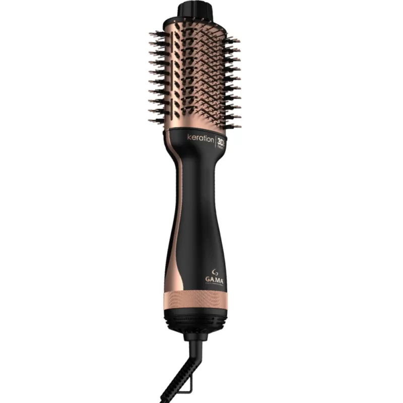 Cepillo Secador Gama Stylish Keration Brush 3D 1300W 2V - Black/Rose Gold