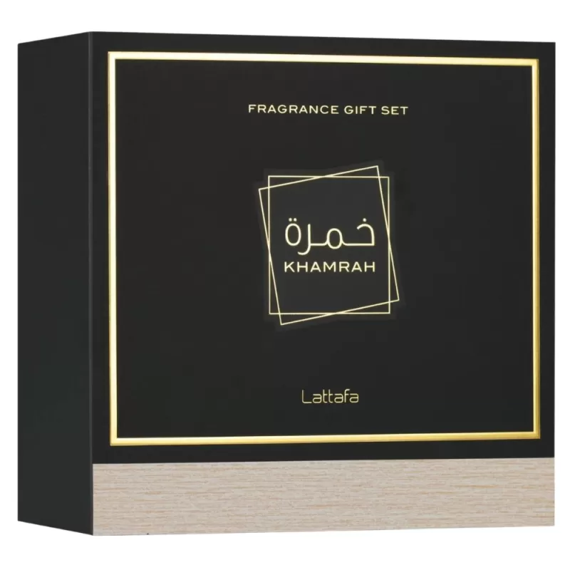 Kit Perfume Lattafa Khamrah EDP 100mL + Travel Spray 12mL + Fresh Hair Mist 50mL - Unisex
