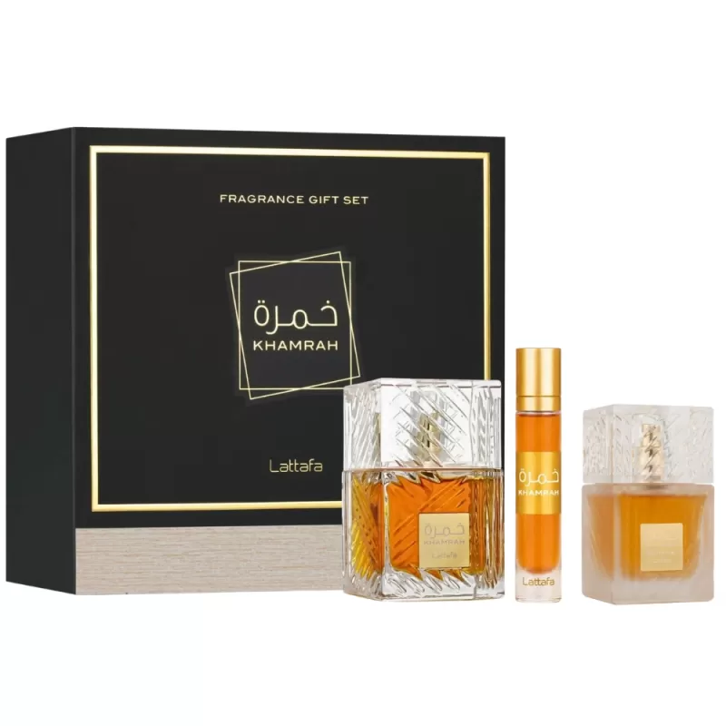 Kit Perfume Lattafa Khamrah EDP 100mL + Travel Spr...