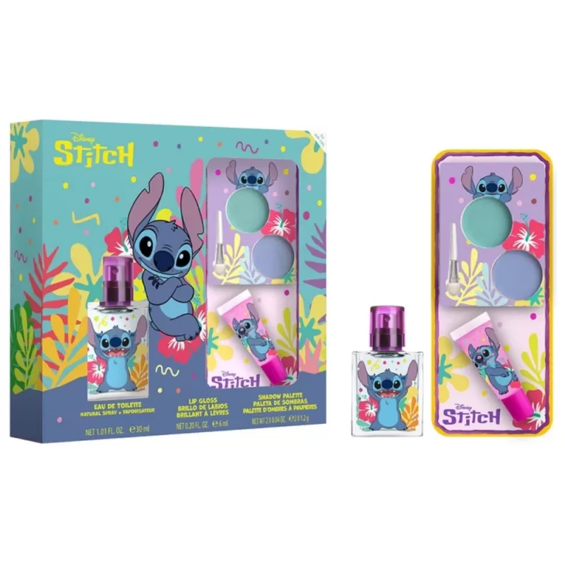 Kit Perfume Infantil Disney Stitch EDT 30mL + Lip Gloss + Shadow Palette - Femenino