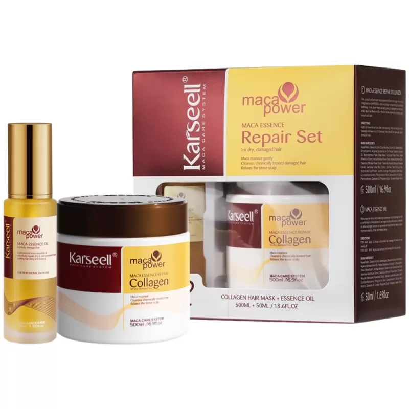 Kit Karseell Maca Power Mascarilla Capilar de Colágeno 500mL + Serum Capilar de Aceite de Argán Marroquí 50mL Kit Karseell Maca Power Mascarilla Capilar de Colágeno 500mL + Serum Capilar de Aceite de Argán Marroquí 50mL