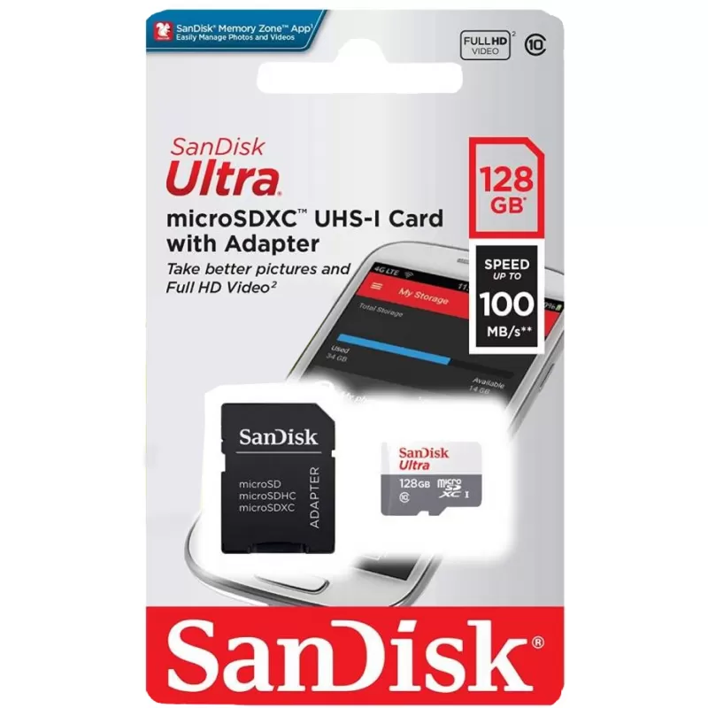 Memoria MicroSD SanDisk Ultra 128GB SDSQUNR-128G-GN3MA 100MB/s