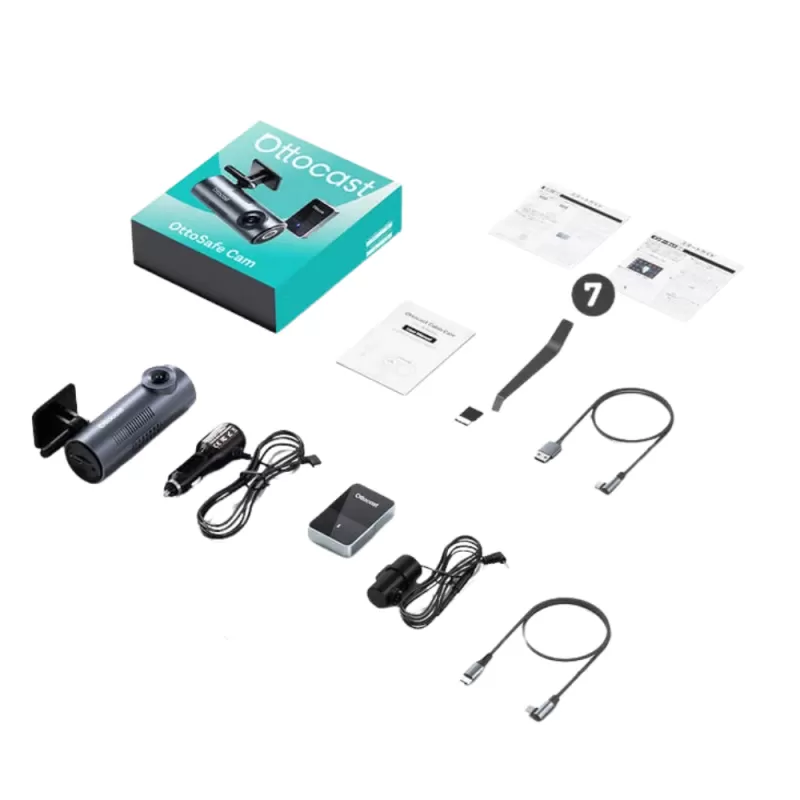 Cámara Automotivo Ottocast OttoSafe Cam 2K QHD + Adaptador Wireless Carplay CA560-T + microSD 64GB