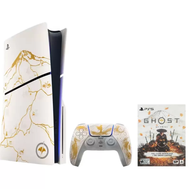 Consola Sony PlayStation 5 Slim CFI-2015 Disk 1TB SSD - Ghost of Yōtei Gold Limited Edition Consola Sony PlayStation 5 Slim CFI-2015 Disk 1TB SSD - Ghost of Yōtei Gold Limited Edition