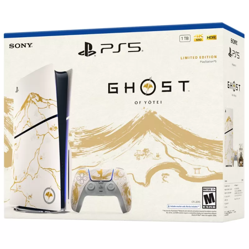 Consola Sony PlayStation 5 Slim CFI-2015 Disk 1TB SSD - Ghost of Yōtei Gold Limited Edition Consola Sony PlayStation 5 Slim CFI-2015 Disk 1TB SSD - Ghost of Yōtei Gold Limited Edition