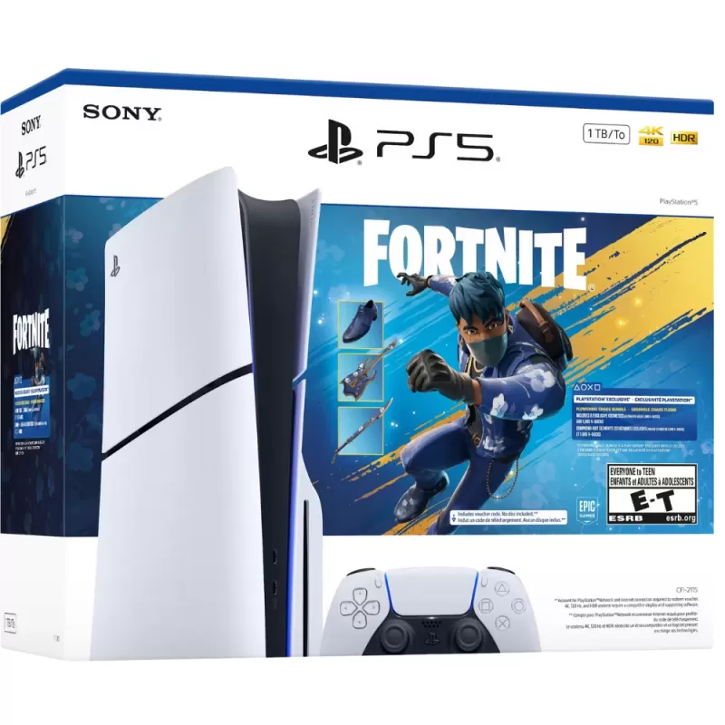 Consola Sony PlayStation 5 Slim Disk CFI-2115 1TB SSD Fortnite Flowering Chaos Bundle - White/Black