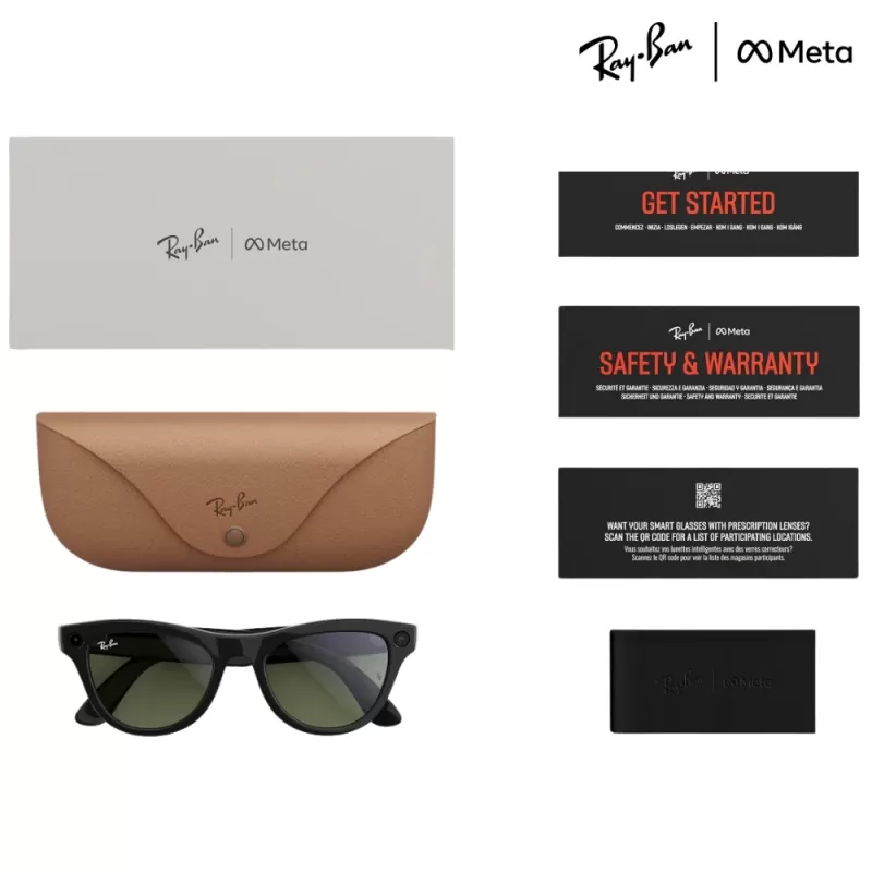 Lente de Sol Smart Ray-Ban Meta Skyler (Gen 2) RW4014 - Shiny Black/G-15 Green