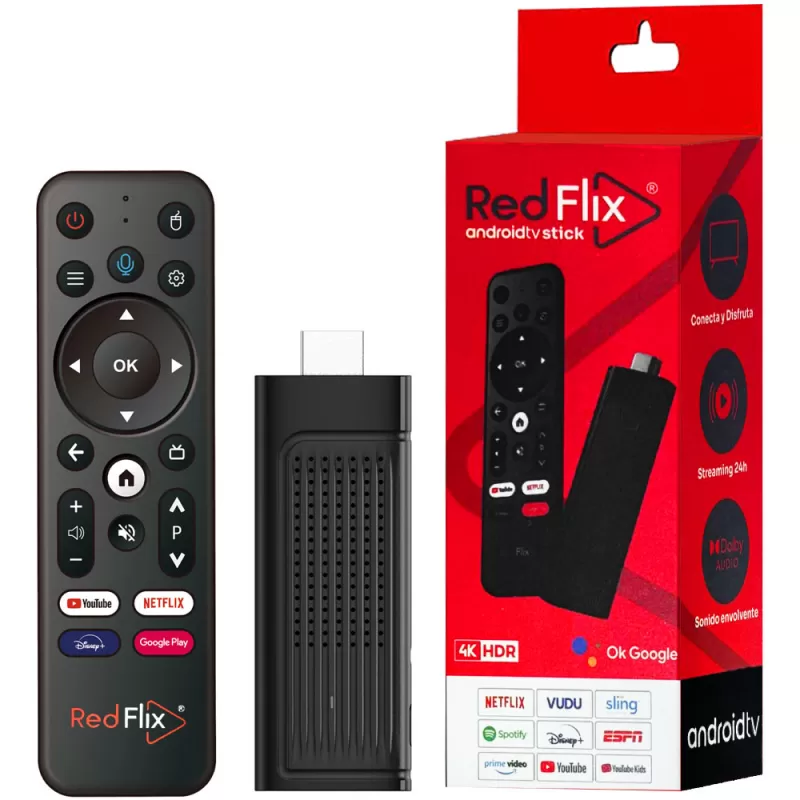 Receptor RedFlix TV Stick Q3 Pro 2/8GB Wi-Fi 4K HDR - Black