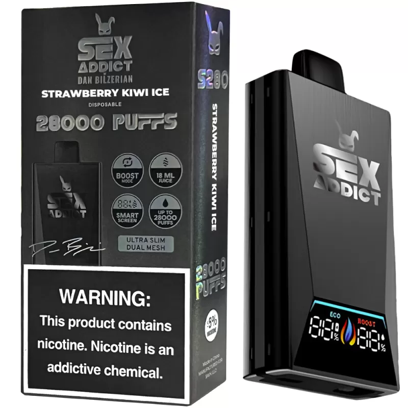Vaper Descartable Sex Addict By Dan Bilzerian S280 5% Nicotina 28000 Puffs - Strawberry Kiwi Ice